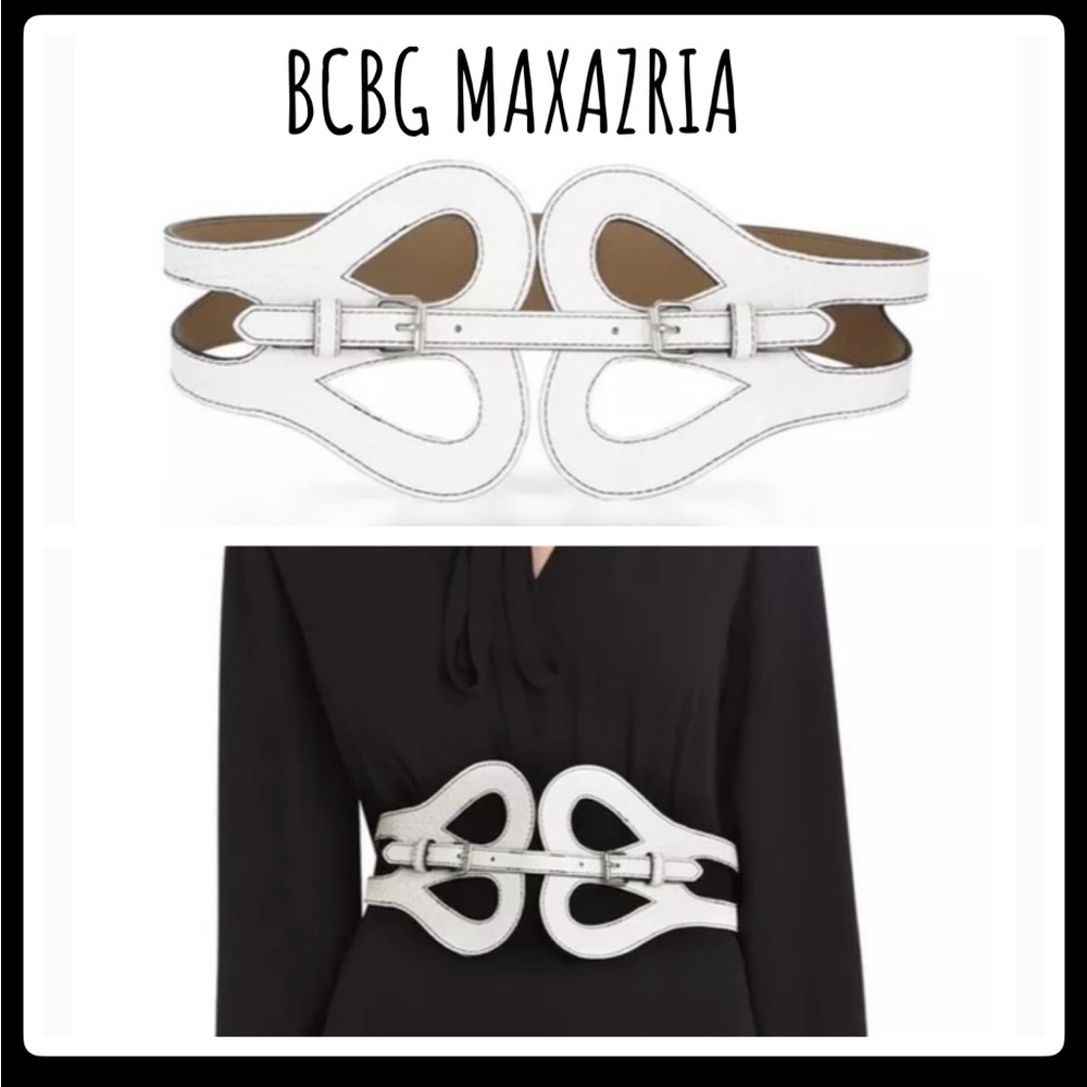 🖤BCBG WAIST BELT WIDE CROC VEGAN LEATHER WHITE🖤